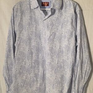 Consequence Light Blue Paisley Button Down Shirt Sz L